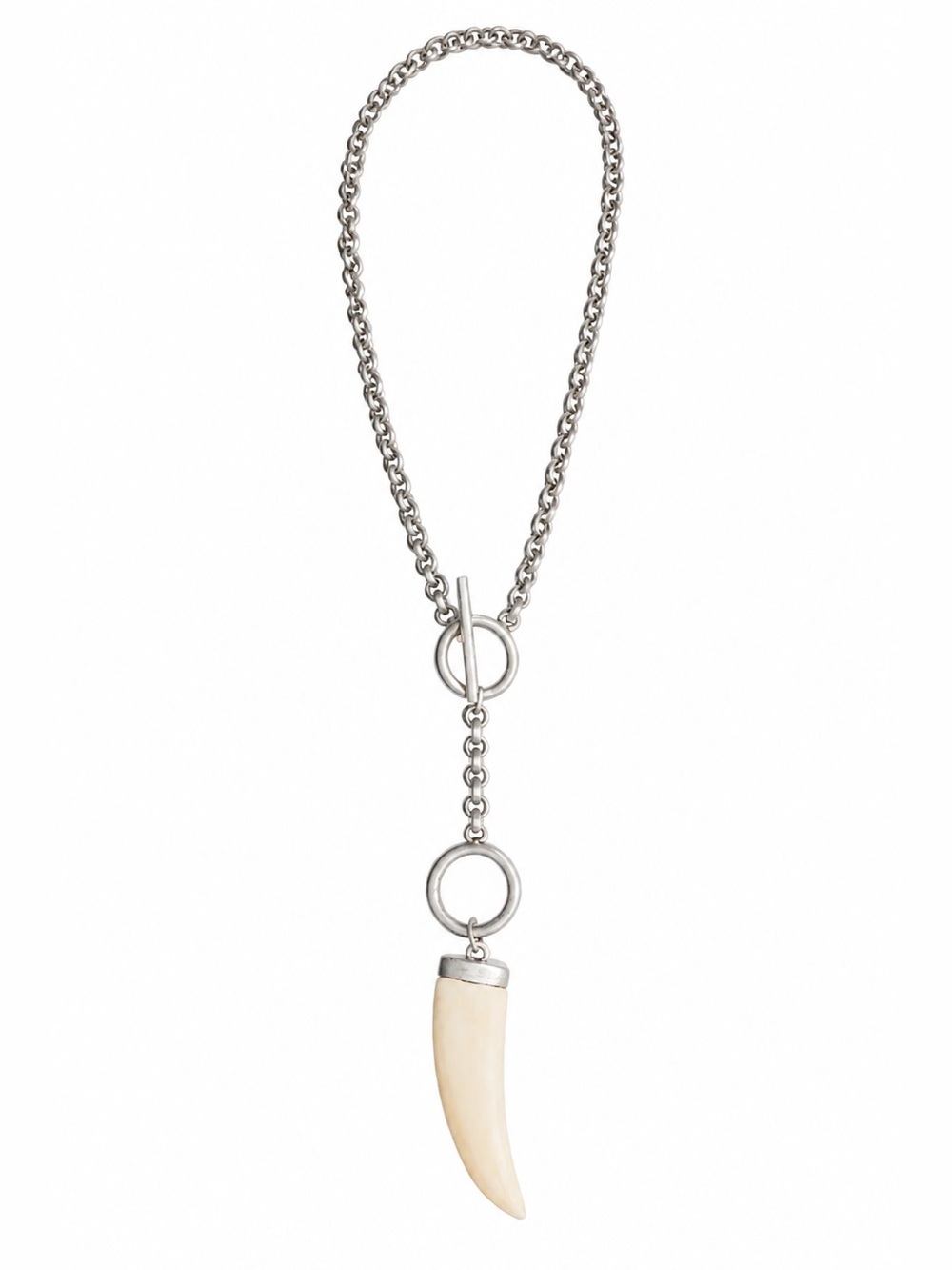 Vintage Mother of pearl Cream Horn Pendant Necklace - Women Jewelry